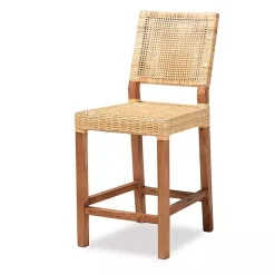 Kirklands Home Natural Rat and Wood Counter Stool Tan