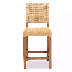 Kirklands Home Natural Rat and Wood Counter Stool Tan