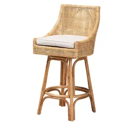Kirklands Home Natural Rattan Bella Swivel Bar Stool White Online