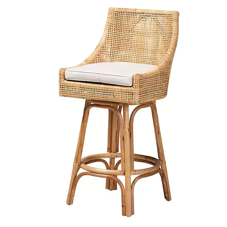 Kirklands Home Natural Rattan Bella Swivel Bar Stool White Online