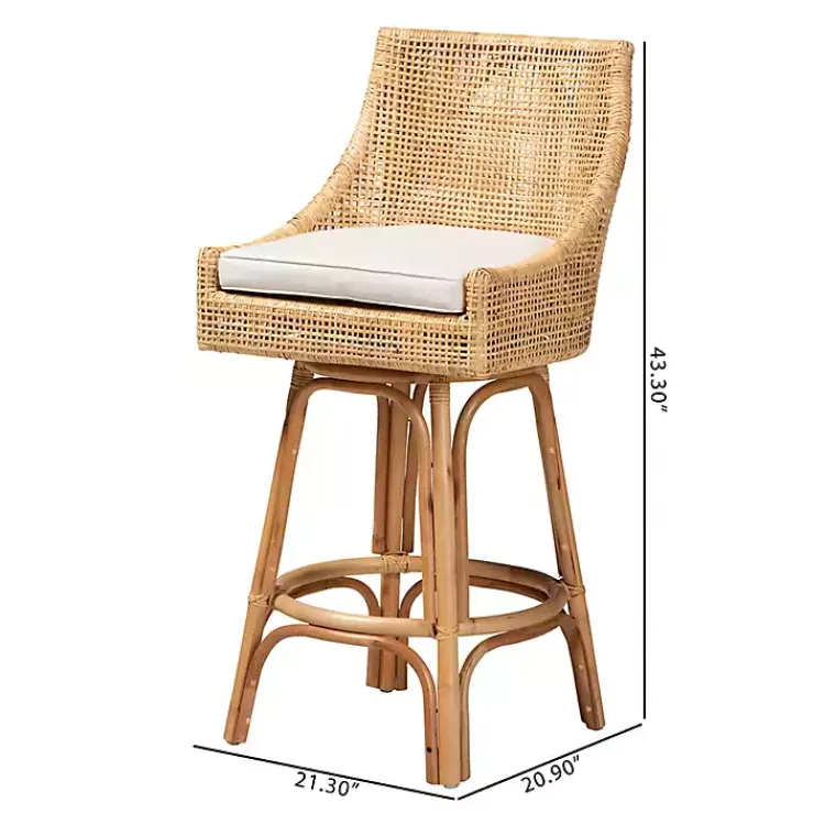 Kirklands Home Natural Rattan Bella Swivel Bar Stool White Online