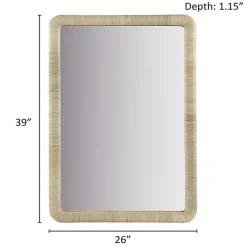 Kirklands Home Natural Rattan Frame Rectangle Wall Mirror New