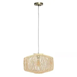 Kirklands Home Natural Rat Geometric Pendant Light Tan