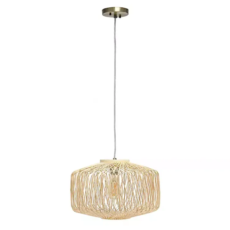 Kirklands Home Natural Rat Geometric Pendant Light Tan