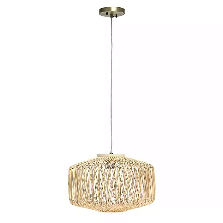 Kirklands Home Natural Rat Geometric Pendant Light Tan