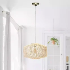 Kirklands Home Natural Rat Geometric Pendant Light Tan