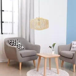 Kirklands Home Natural Rat Geometric Pendant Light Tan