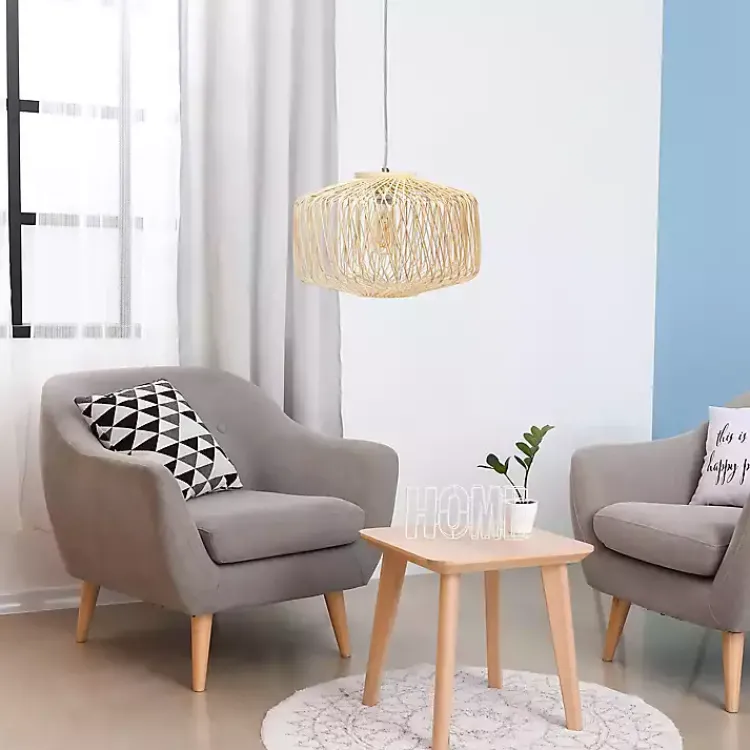 Kirklands Home Natural Rat Geometric Pendant Light Tan