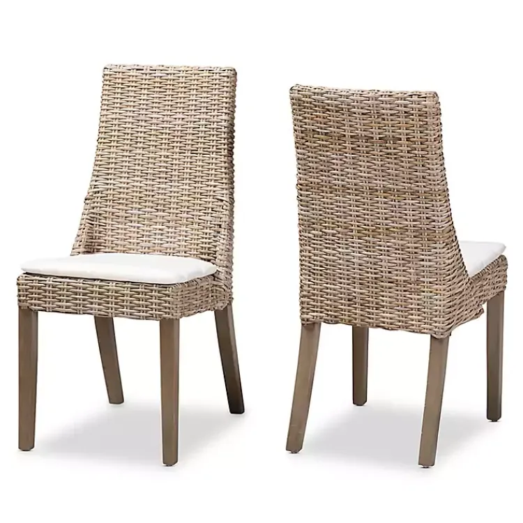 Kirklands Home Natural Rattan High Back Dining Chairs, Set of 2 Brown Hot
