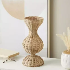 Vases>Kirklands Home Natural Rat Hourglass Vase Tan