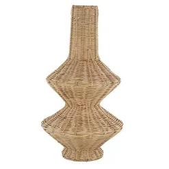 Vases>Kirklands Home Natural Rattan Hourglass Vase Brown
