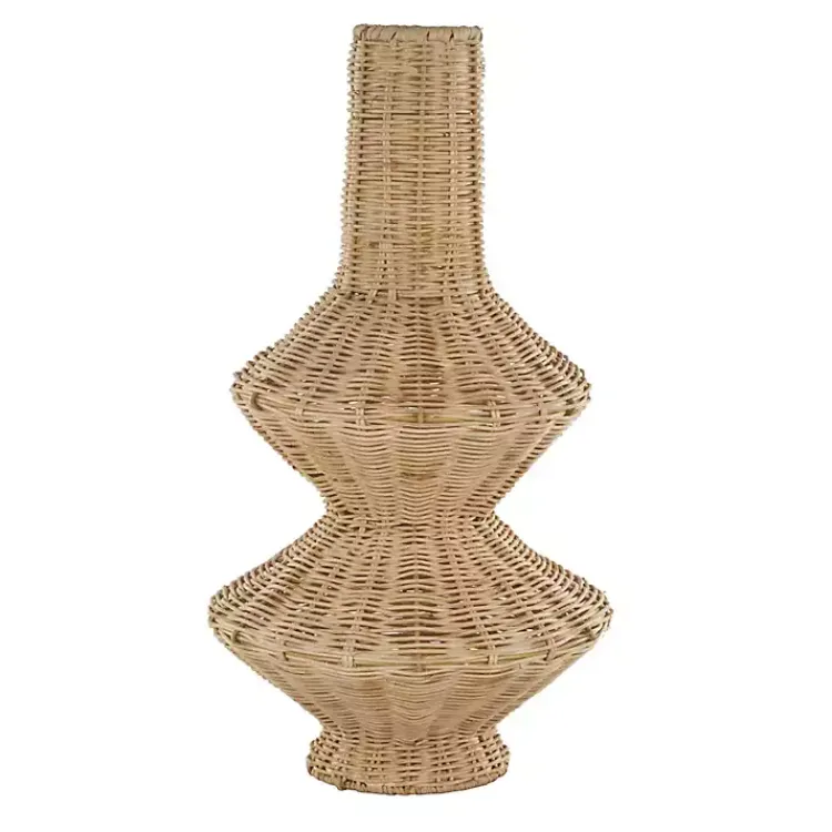 Vases>Kirklands Home Natural Rattan Hourglass Vase Brown