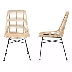 Kirklands Home Natural Rat Manhat Dining Chairs, Set of 2 Tan Outlet