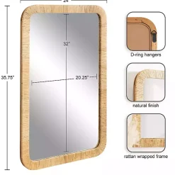 Kirklands Home Natural Rattan Rounded Rectangle Wall Mirror Best