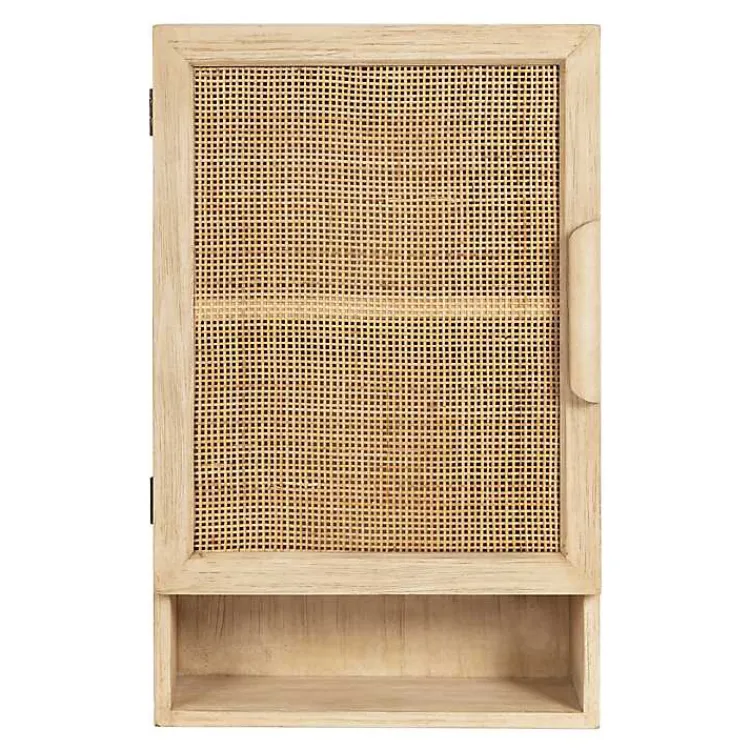Kirklands Home Natural Rattan Wall Cabinet with Shelf Hot