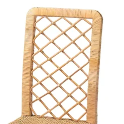 Kirklands Home Natural Rat Woven Back Dining Chairs, Set of 2 Tan