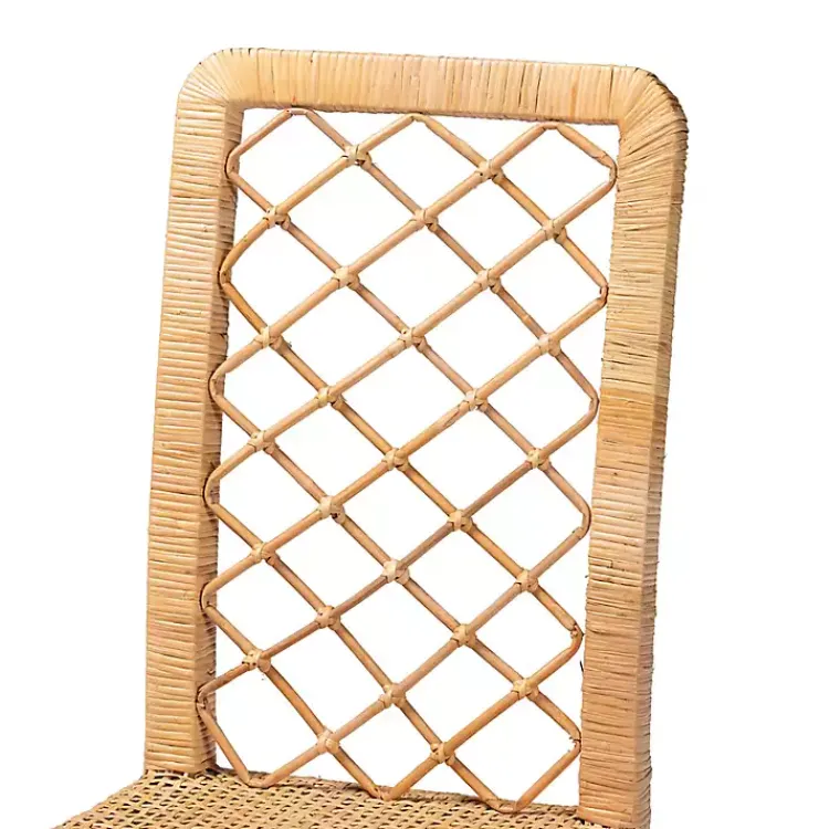 Kirklands Home Natural Rat Woven Back Dining Chairs, Set of 2 Tan