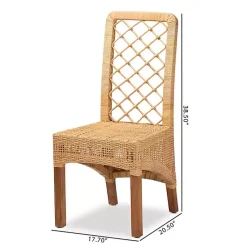 Kirklands Home Natural Rat Woven Back Dining Chairs, Set of 2 Tan