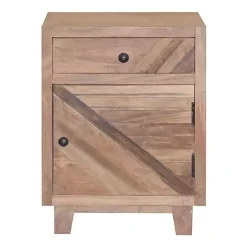 Kirklands Home Natural Reclaimed Wood Diagonal Slats Nightsd Tan Discount
