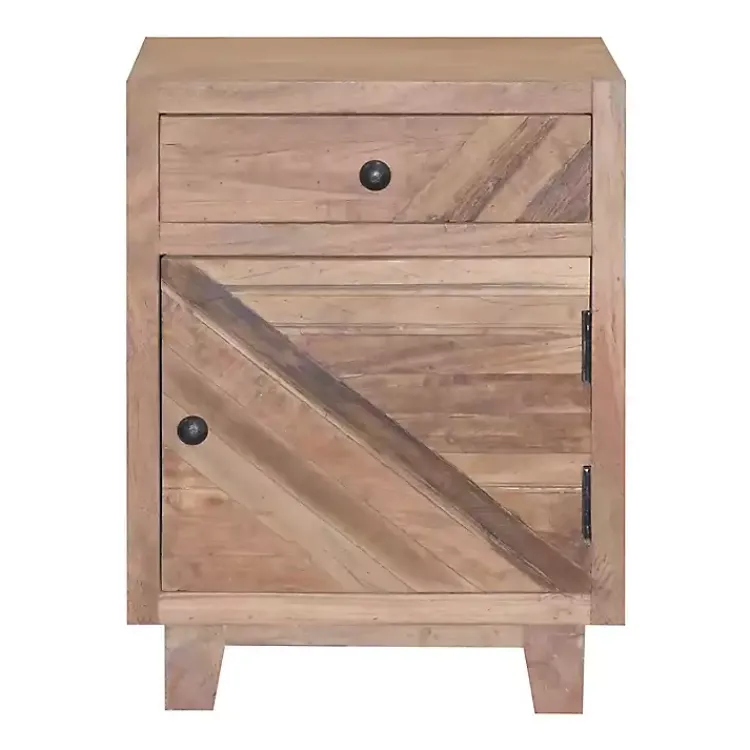 Kirklands Home Natural Reclaimed Wood Diagonal Slats Nightsd Tan Discount