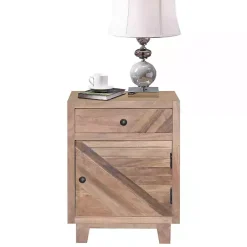 Kirklands Home Natural Reclaimed Wood Diagonal Slats Nightsd Tan Discount