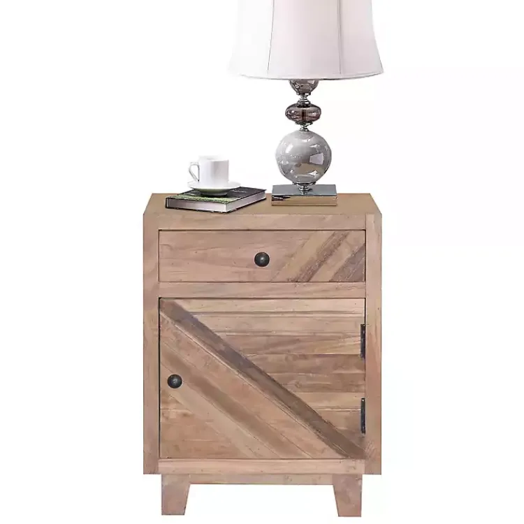 Kirklands Home Natural Reclaimed Wood Diagonal Slats Nightsd Tan Discount
