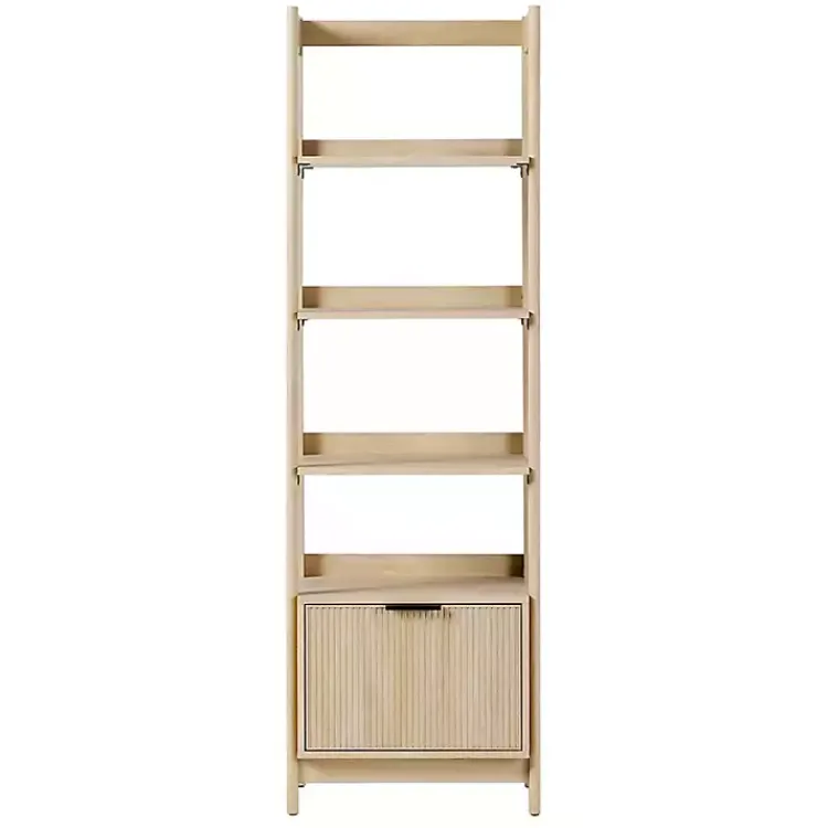 Kirklands Home Natural Reeded Wood Holmes Narrow Bookcase Tan Hot