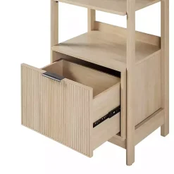 Kirklands Home Natural Reeded Wood Holmes Narrow Bookcase Tan Hot
