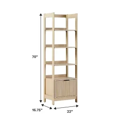 Kirklands Home Natural Reeded Wood Holmes Narrow Bookcase Tan Hot