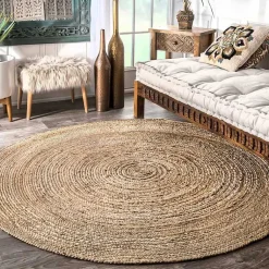 Kirklands Home Natural Reno Woven Round Area Rug, 6 ft. Tan