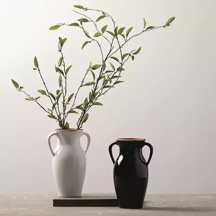 Vases>Kirklands Home Natural Rimmed Onyx Urn Vase Black