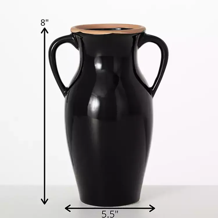 Vases>Kirklands Home Natural Rimmed Onyx Urn Vase Black