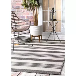 Kirklands Home Natural Robin Stripe Outdoor Area Rug, 6x9 Sale