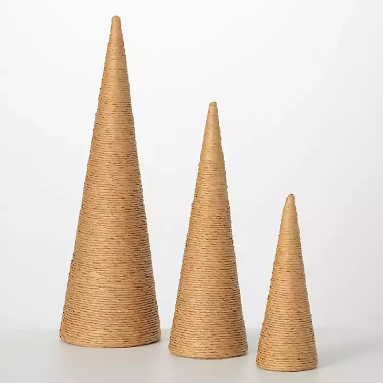 Christmas Decorations>Kirklands Home Natural Rope Tabletop Christmas Trees, Set of 3 Tan