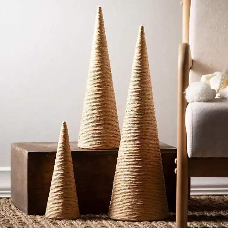 Christmas Decorations>Kirklands Home Natural Rope Tabletop Christmas Trees, Set of 3 Tan