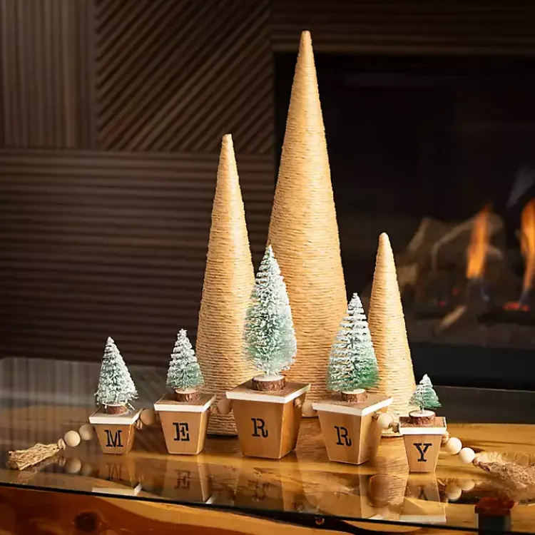 Christmas Decorations>Kirklands Home Natural Rope Tabletop Christmas Trees, Set of 3 Tan