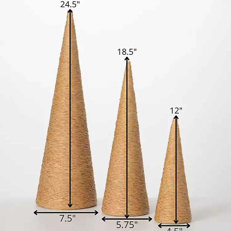 Christmas Decorations>Kirklands Home Natural Rope Tabletop Christmas Trees, Set of 3 Tan