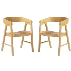 Kirklands Home Natural Rounded Modern Dining Chairs, Set of 2 Tan