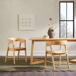 Kirklands Home Natural Rounded Modern Dining Chairs, Set of 2 Tan