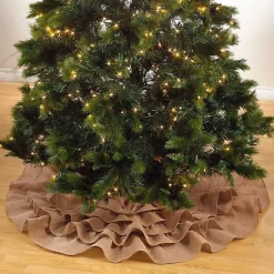 Christmas Tree Skirts & Collars>Kirklands Home Natural Ruffled Jute Tree Skirt, 72 in. Tan