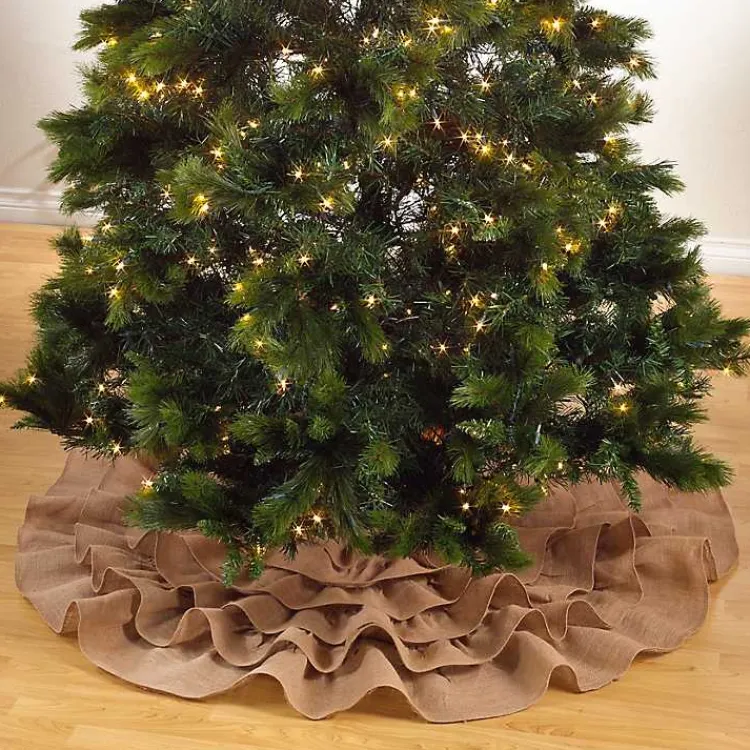 Christmas Tree Skirts & Collars>Kirklands Home Natural Ruffled Jute Tree Skirt, 72 in. Tan
