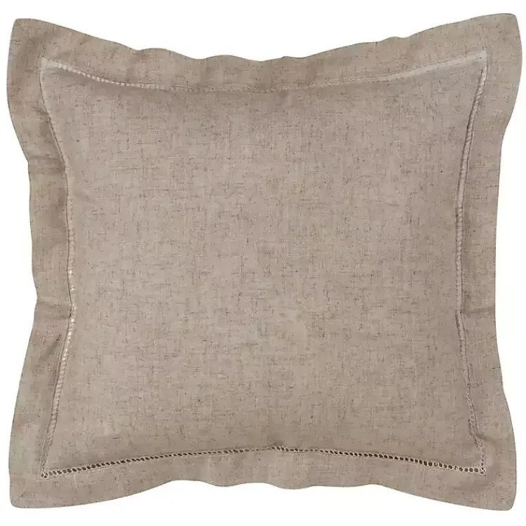 Pillows>Kirklands Home Natural Rustic Hemstitched Throw Pillow Tan