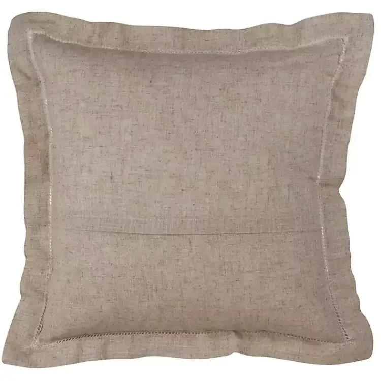 Pillows>Kirklands Home Natural Rustic Hemstitched Throw Pillow Tan