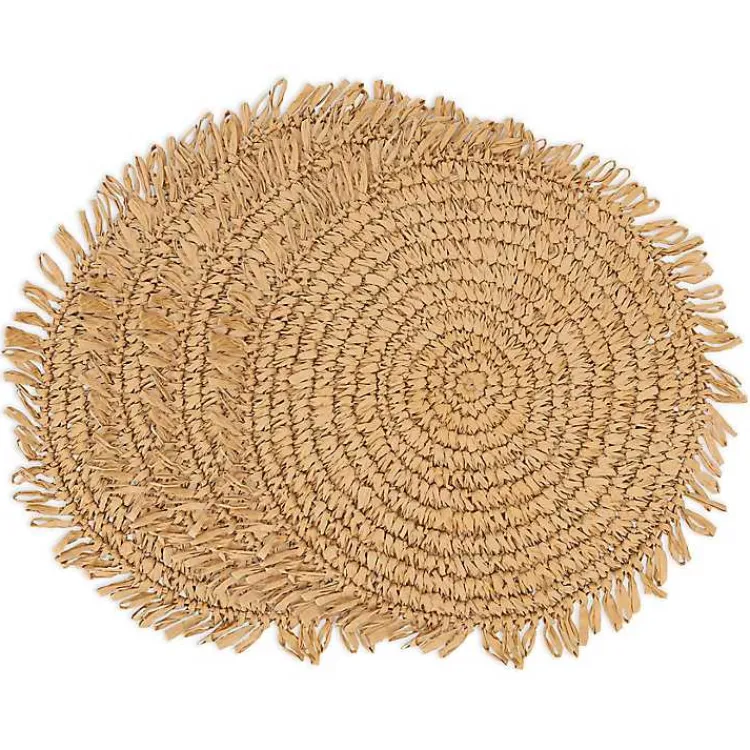 Kirklands Home Natural Rustic Raffia Placemats, Set of 4 Tan New