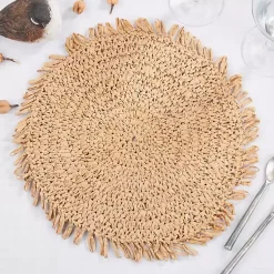Kirklands Home Natural Rustic Raffia Placemats, Set of 4 Tan New
