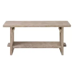 Kirklands Home Natural Rustic Whitewashed Mango Wood Bench Tan Clearance
