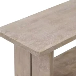 Kirklands Home Natural Rustic Whitewashed Mango Wood Bench Tan Clearance