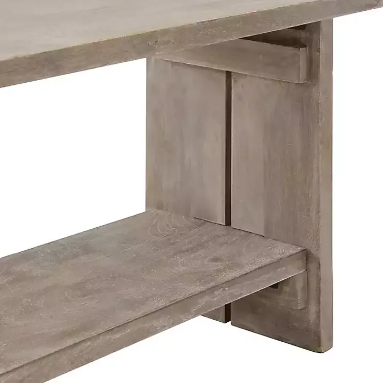 Kirklands Home Natural Rustic Whitewashed Mango Wood Bench Tan Clearance