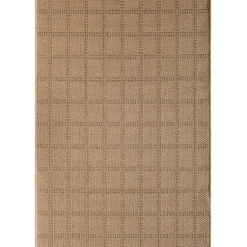 Kirklands Home Natural Santorini Grid Outdoor Area Rug, 6x9 Tan Clearance