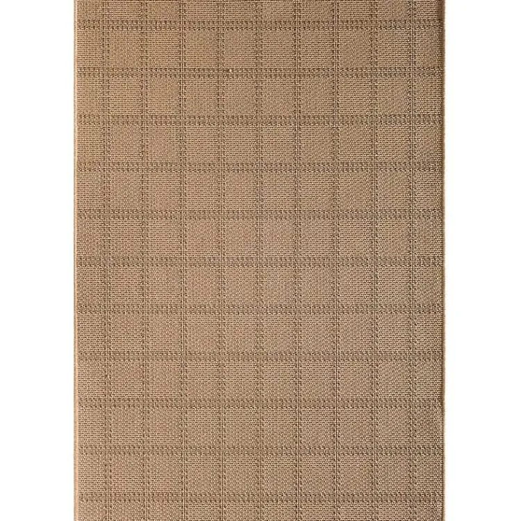 Kirklands Home Natural Santorini Grid Outdoor Area Rug, 6x9 Tan Clearance